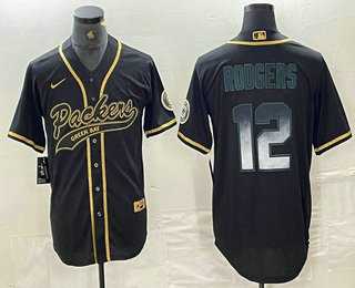 Men%27s Green Bay Packers #12 Aaron Rodgers Vapor Smoke Fashion With Patch Cool Base Stitched Baseball Jersey Dzhi